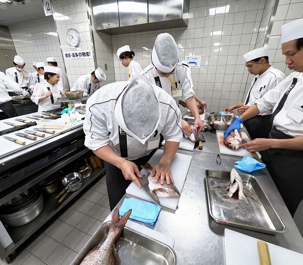 「１人１尾の鯛を使ってお刺身を作成！」   平造りとそぎ造りを１人ずつ器に盛り付けます！ 日本料理だけを学ぶ辻調！ 日本料理本科のブログ2